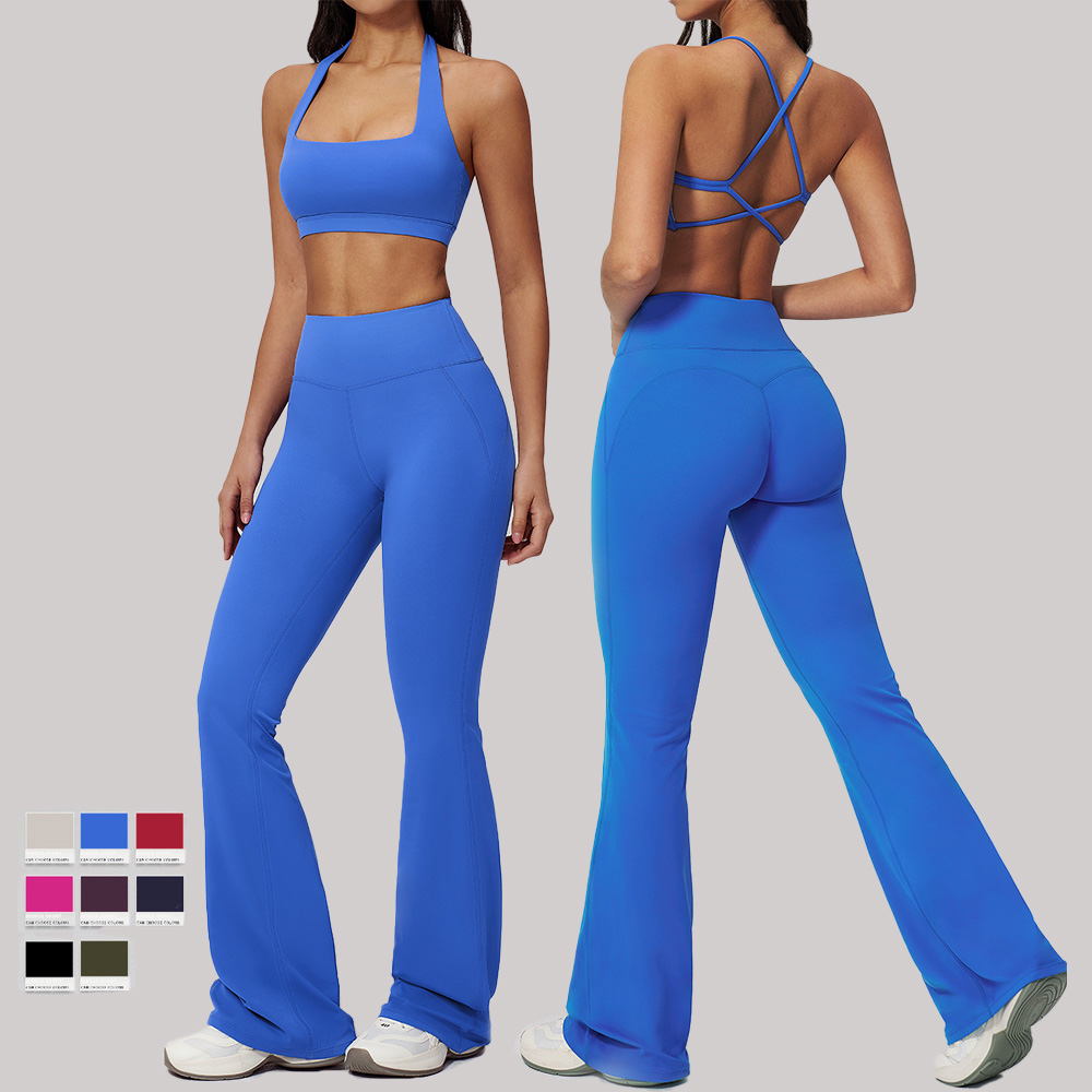 Ensemble soutien-gorge et legging de yoga pour femme, de haute qualité et personnalisable avec logo, idéal pour le fitness et le yoga. Vente en gros. Ensemble soutien-gorge et legging de compression pour femme.