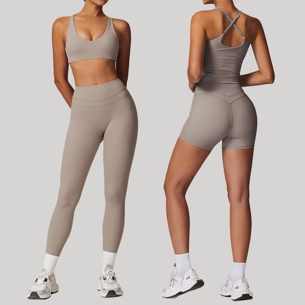 Ensemble de yoga stretch taille haute en promotion, vêtements de sport et de fitness pour femmes.